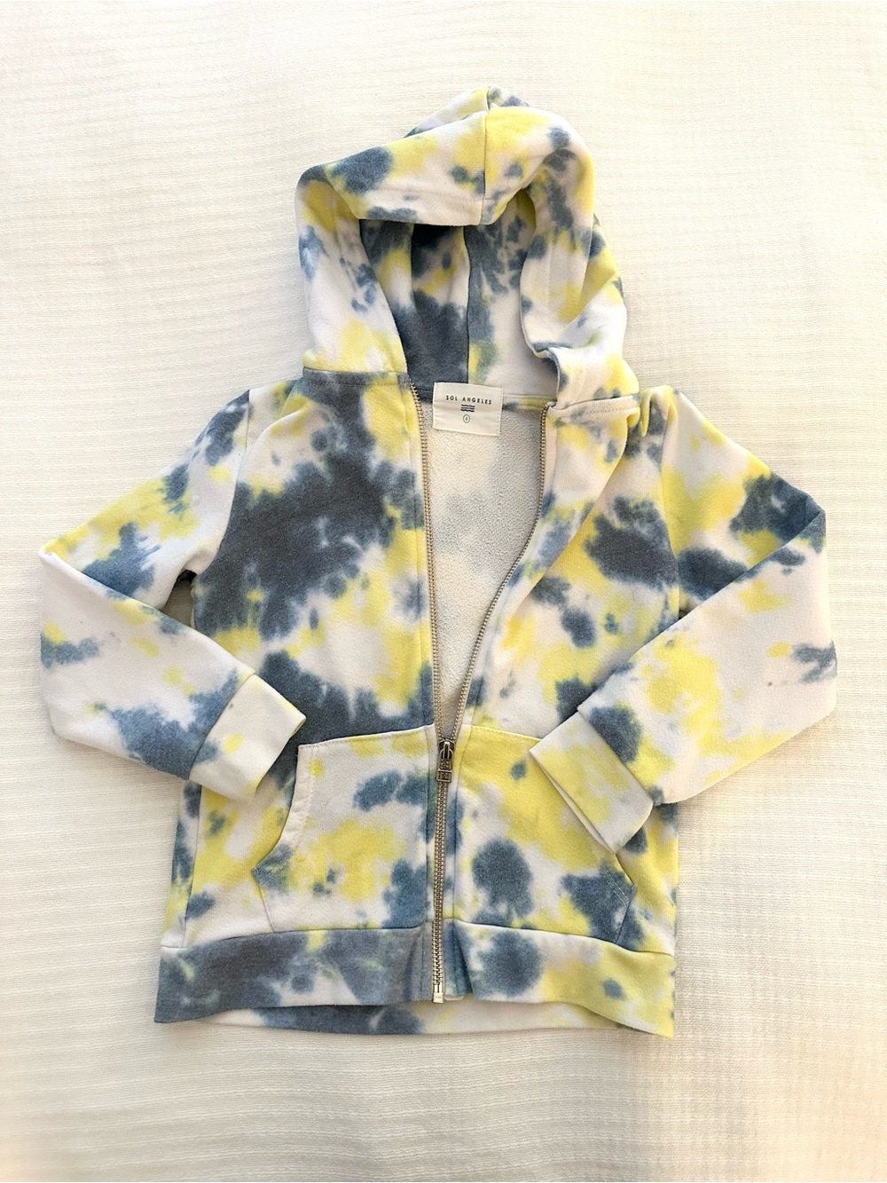 Sol Angeles Yellow, Blue & White Tie-Dye Zip Hoodie